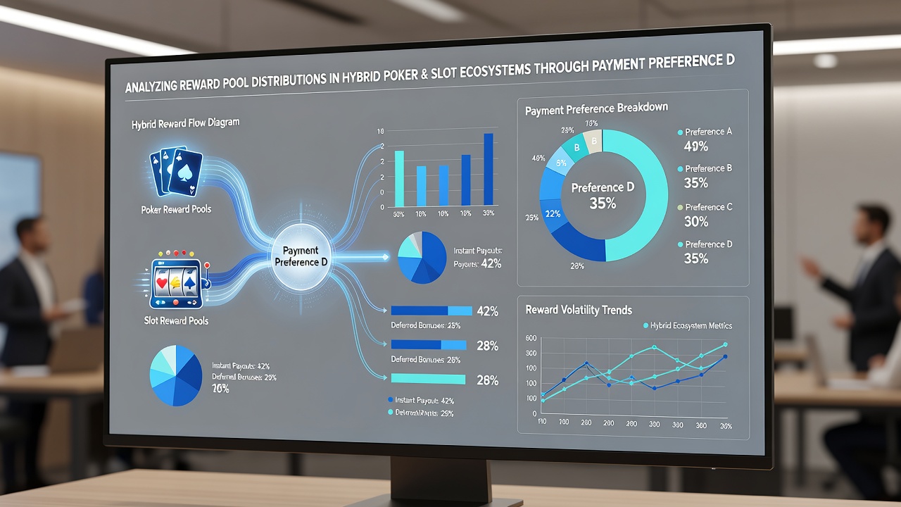 Analytical dashboard displaying payment preference correlations with reward pool metrics in hybrid gaming environments