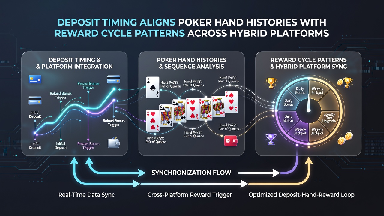 Close-up of poker software interface displaying synchronized deposit and hand history logs with reward indicators